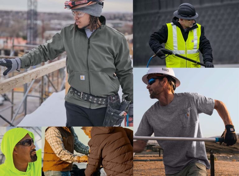 Construction crew in custom contractor workwear