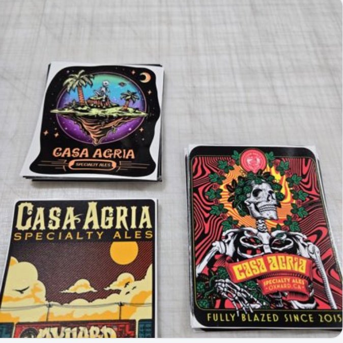 Casa Agria custom die-cut stickers produced by 3 Day Prints