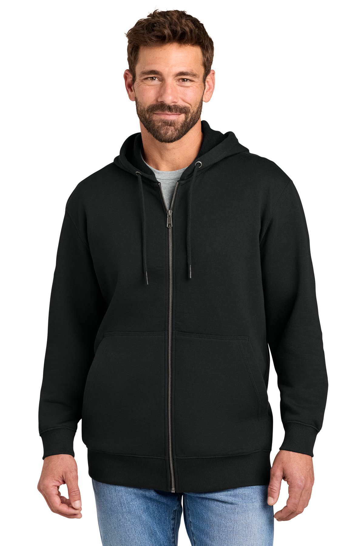 CornerStone CSF631 Tough Fleece Full-Zip Hoodie in black