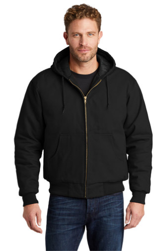 CornerStone J763H Duck Cloth Hooded Work Jacket in black